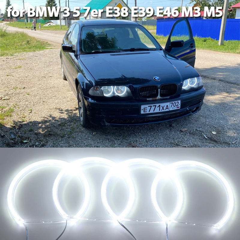 Кольцо с белым галогенным покрытием, с ангельскими глазками, внешний свет, фотокольца для BMW 3, 5, 7, серия E36, E46, E39, E38, 730iL, 735i, 320i, 540i, 131 мм, 146 мм