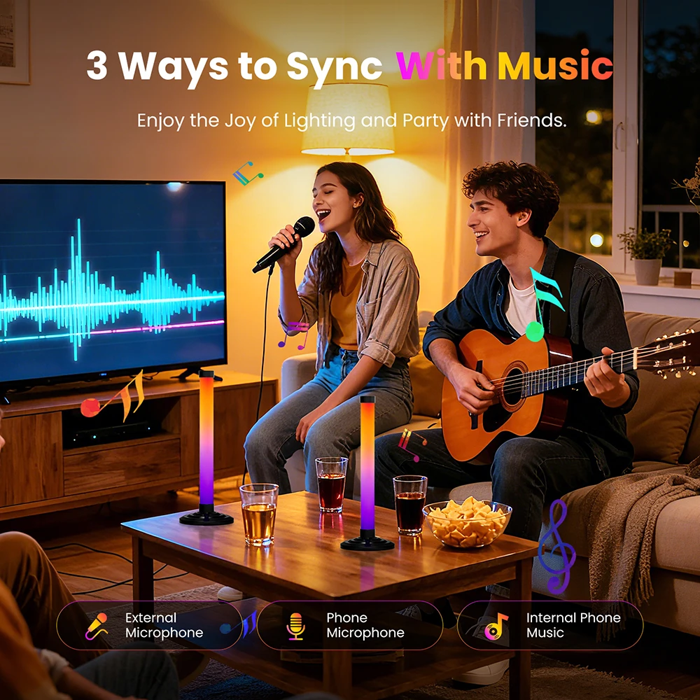 5V USB Powered RGBIC LED Light 16 Color Smart WS2812B Bluetooth APP Music Sync TV Backlights Music Rhythm RGB Bar Home Lighting