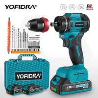 YOFIDRA 2 in1 Brushless Electric Screwdriver Hammer Cordless Drill Impact Multifunctional Power Tool For Makita 18V Battery Pin
