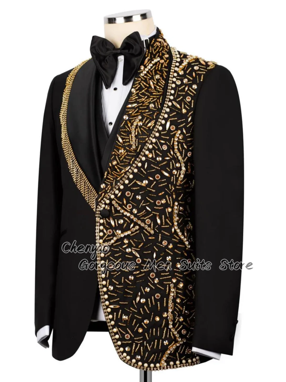 Shining Diamond Beaded Decorat - Men'S Grooming Jacket review and price