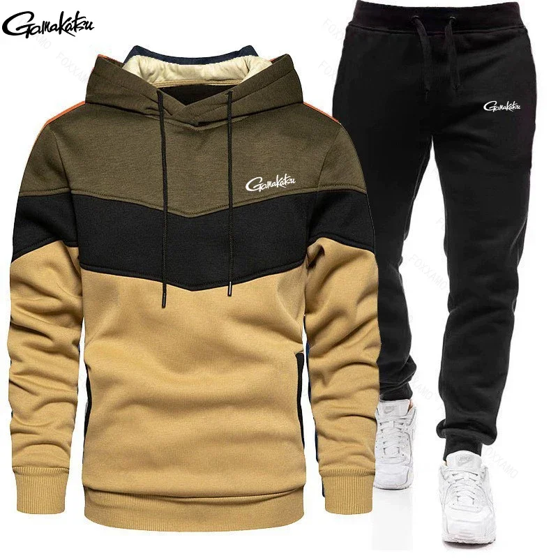 

Gamakatsu Fishing Fashion Autumn Men's Casual Tracksuit Men Sweatshirts and Sweatpants Two Pieces Sets Sportswear Plus Size
