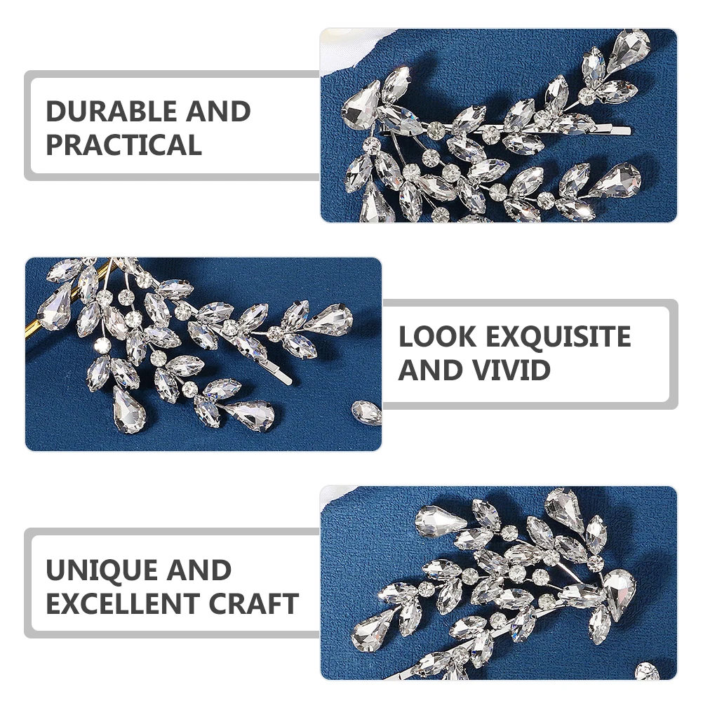 

Rhinestone Hair Clips Zinc Alloy Bride Wedding Hairpin Crystal Barrette Hair Accessories Hairstyle Tool Side Hairpins For Women