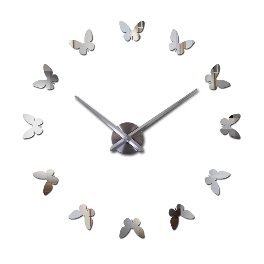 นาฬิกาสติ๊กเกอร์อะคริลิคผีเสื้อติดผนัง3D นาฬิกา DIY ขนาดใหญ่100-120ซม.