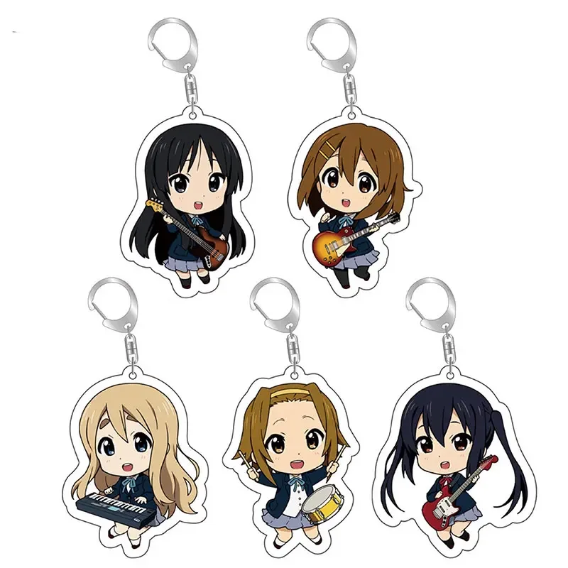 Anime K-ON! Keychain Hirasawa Cartoon Cosplay Keychains with pendant metal Car key chain Key Ring Men Women Baby Jewelry Gifts