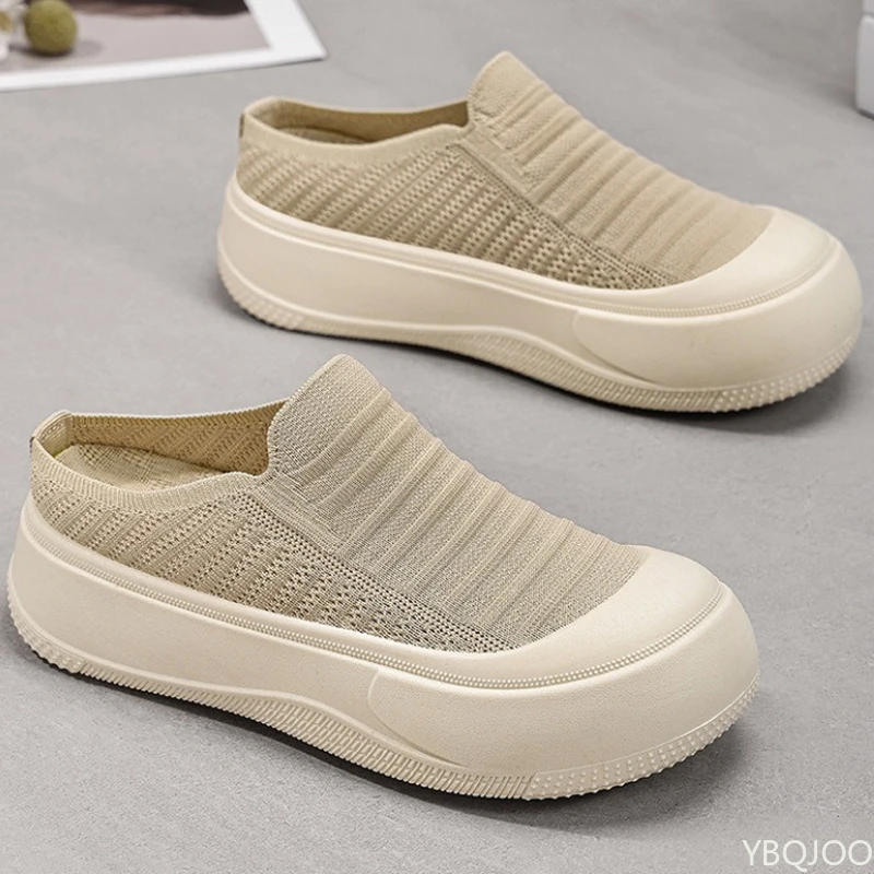 여름 통기성 두꺼운 밑창 신발 토캡 플립플랍 얕은 입구 키높이 신발 미니멀리스트 패셔너블 다용도 스포츠 신발