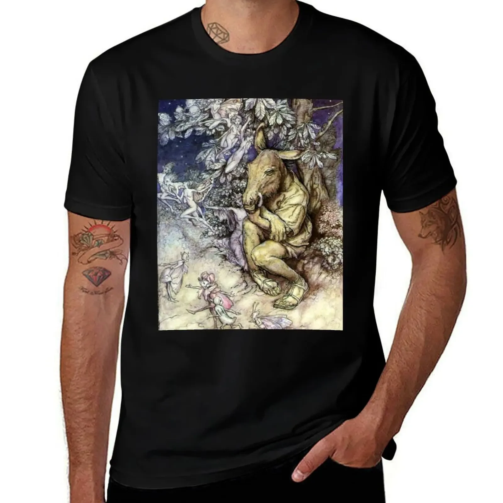 

Нижняя часть - мечта летней ночи - футболка Arthur Rackham, роскошная мужская роскошная футболка, футболки с короткими рукавами, мужские