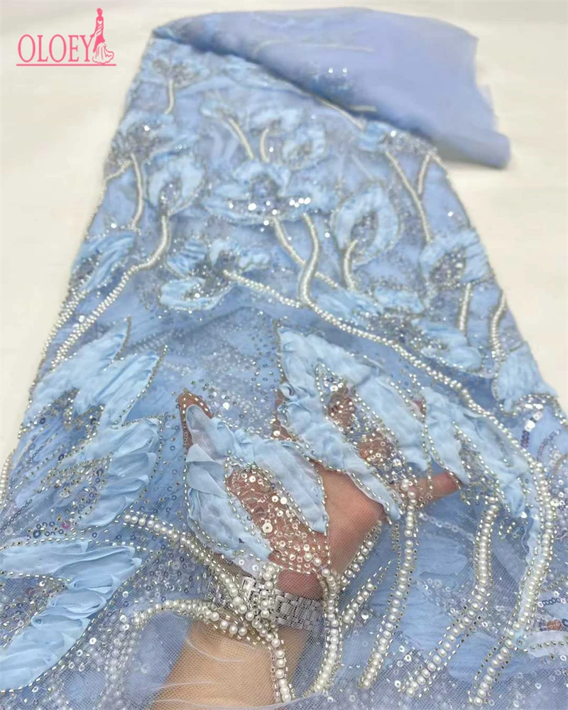 

Модная африканская нигерийская кружевная ткань 2026, расшитая бисером, элитная роскошная французская сетка с блестками, кружевная ткань для свадебного платья для женщин