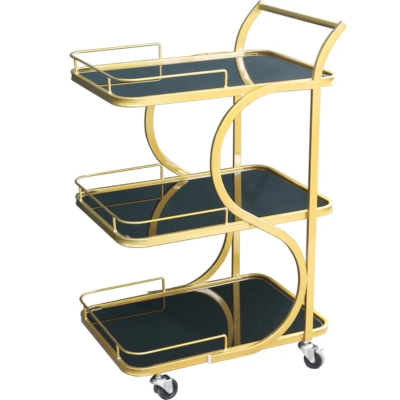 Nordic mobile wrought iron dining cart, tea , trolley, home wine , trolley, snack , food truck, cake