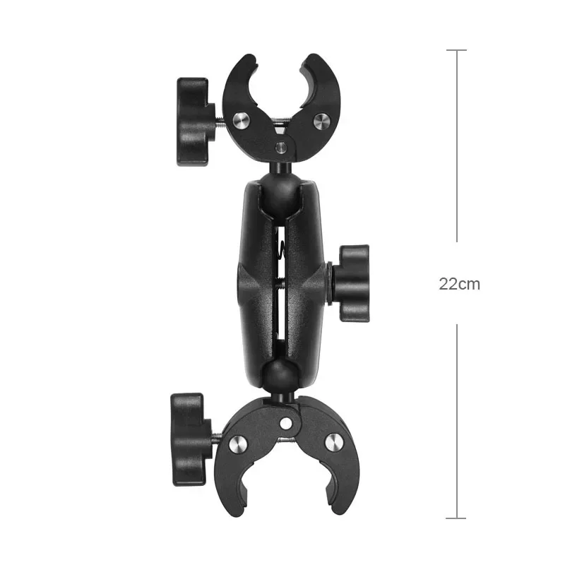 Motorcycle Bicycle Double Clip Bracket For Insta360 One X2 X3 GoPro 12 11 10 9 SJCAM Selfie Stick Monopod Mount Handlebar Stand