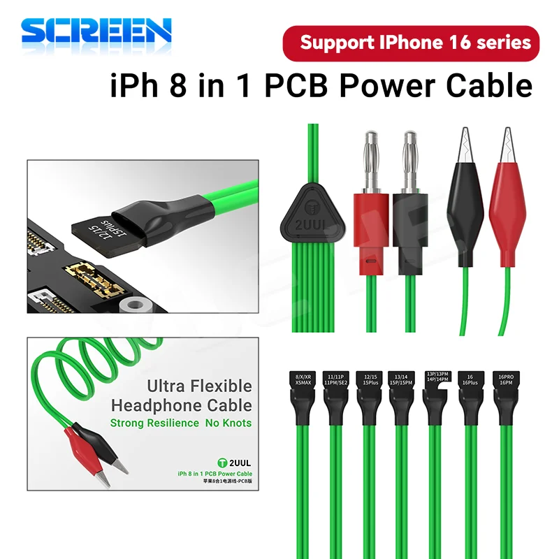 

2UUL PW05 8in1 Кабель питания печатной платы для мобильных телефонов IPhone 8-16 Pro Max Активация аккумулятора и сборка Инструменты для ремонта материнской платы