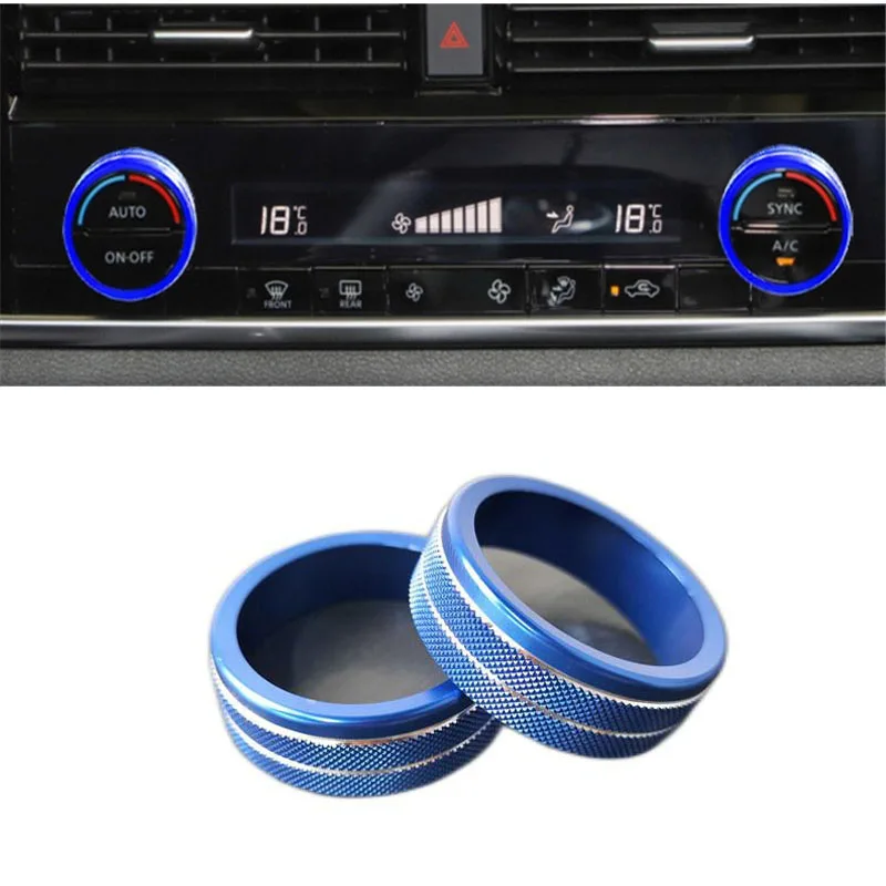 2PCS Aluminum Alloy For 2021 2022 Nissan X-TRAIL X TRAIL T33 Central Ac Air Conditioning Knob Heat Control Switch Button Cover
