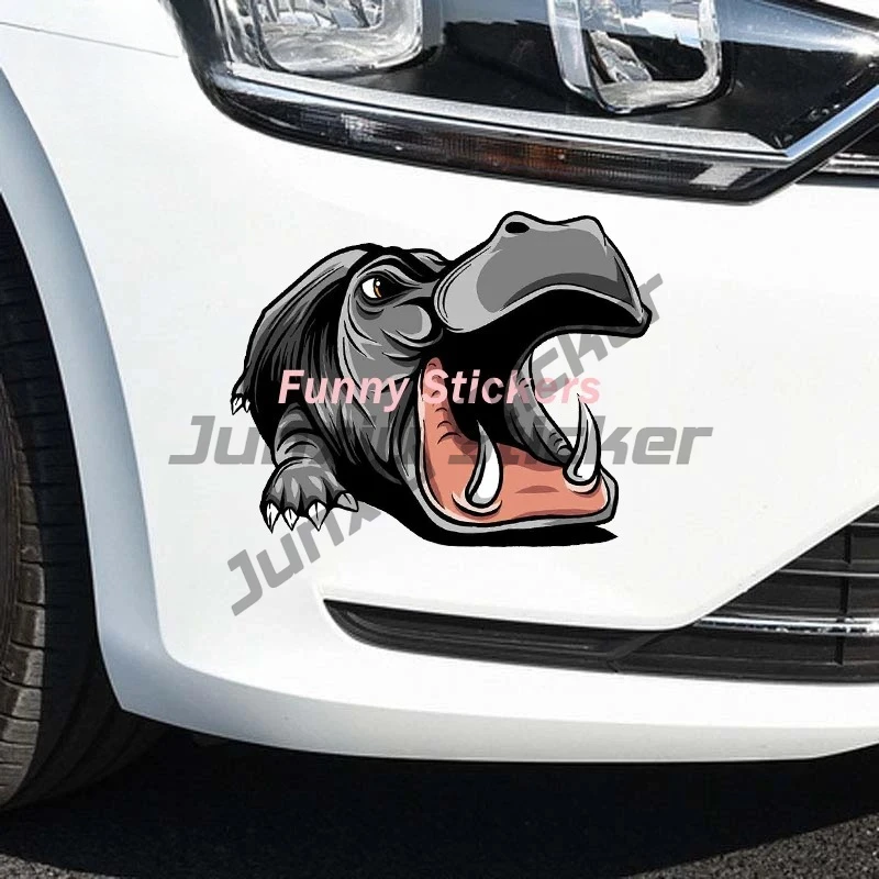 Play Stickers Adorable Cartoon Hippo Car Decor Accessories Sunscreen Waterproof PVC Stickers To Make Your Car Stand Out