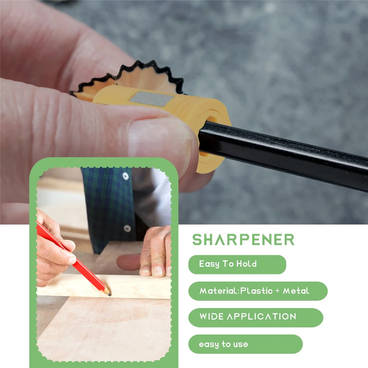 Carpenter Pencil Sharpener- 4 Pack Manual Pencil Sharpener for Flat Carpenter Pencils , Portable Pencil Sharpening Tool