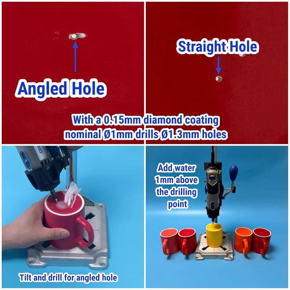 RMWIN-Para mar vidrio playa piedra roca compatible 30 piezas brocas de diamante vástago de 1/8"? 1 mm para herramientas rotativas Dremel