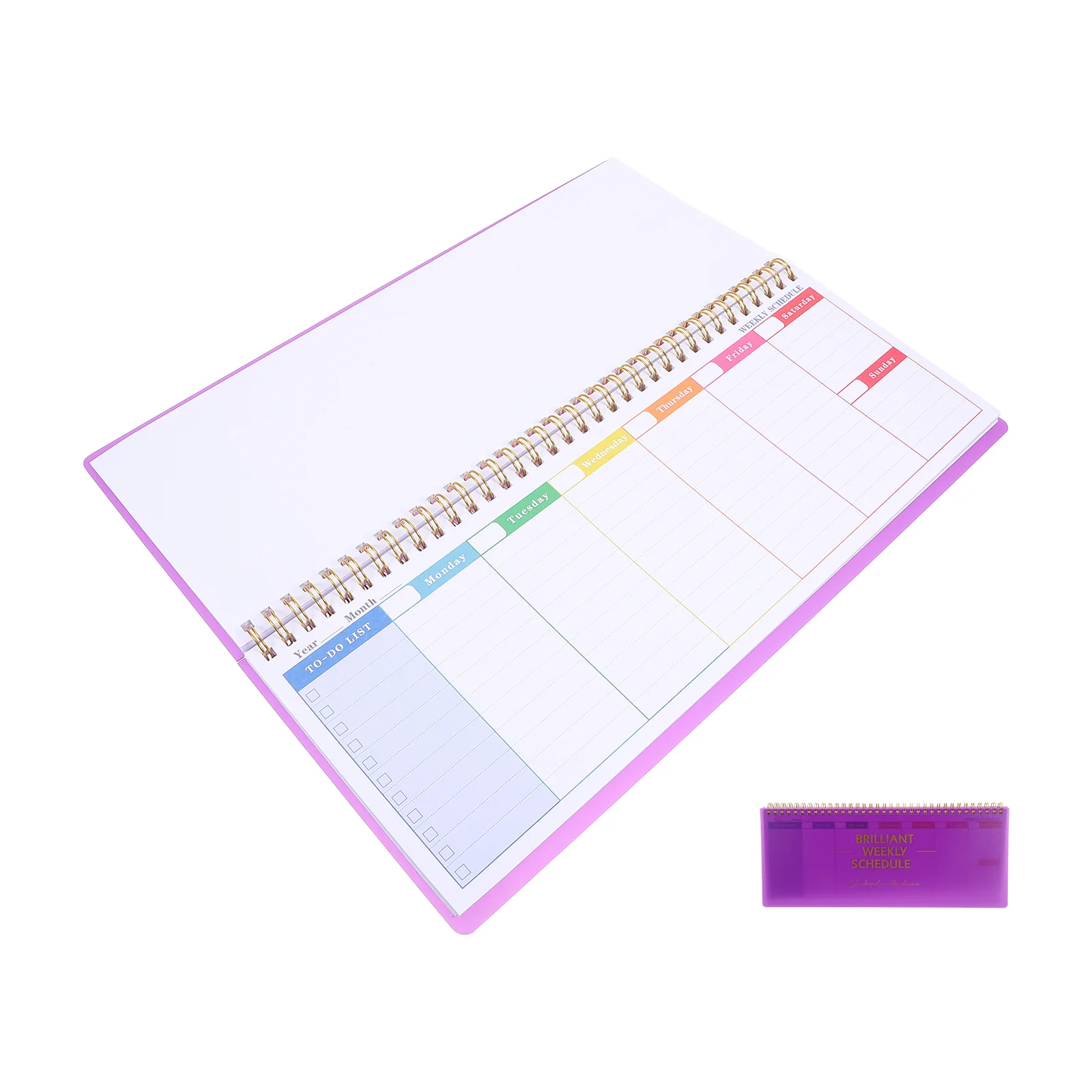 Bloc de notas planificador semanal, diseño Horizontal sin fecha púrpura, rastreador de hábitos de papel a prueba de tinta, pestañas de notas rasgadas, tareas diarias