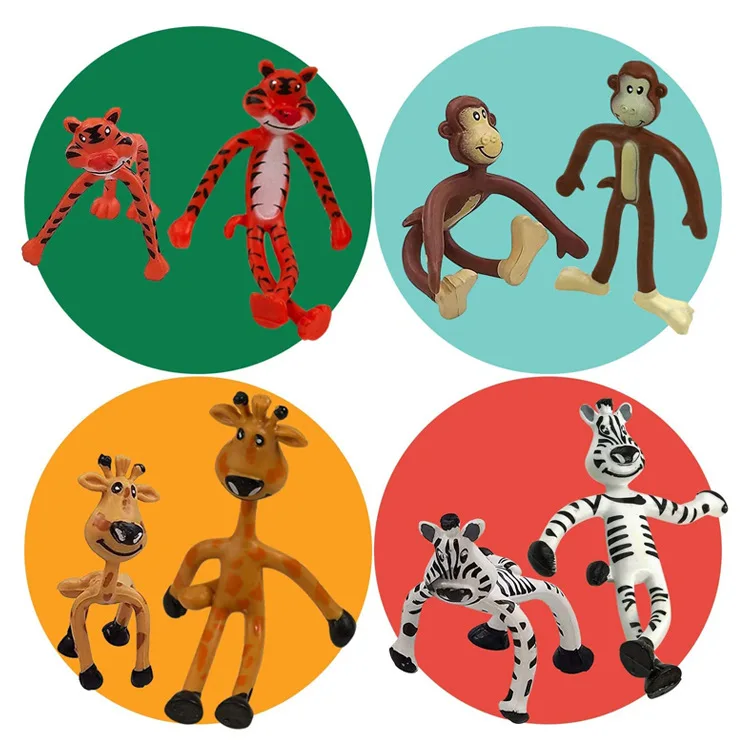 Art Creativity Bendable Zoo Animals Flexible Animal Figures Birthday Party Favors Boys Girls Kids Adult Stress Relief Fidget Toy