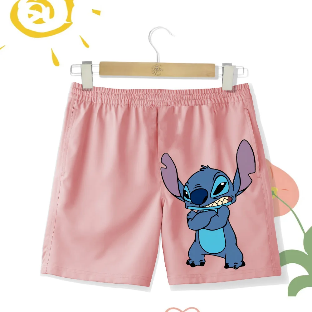 Summer boys beach shorts Quick dry swimming pool swim shorts Cartoon cute naughty Stitch girls shorts