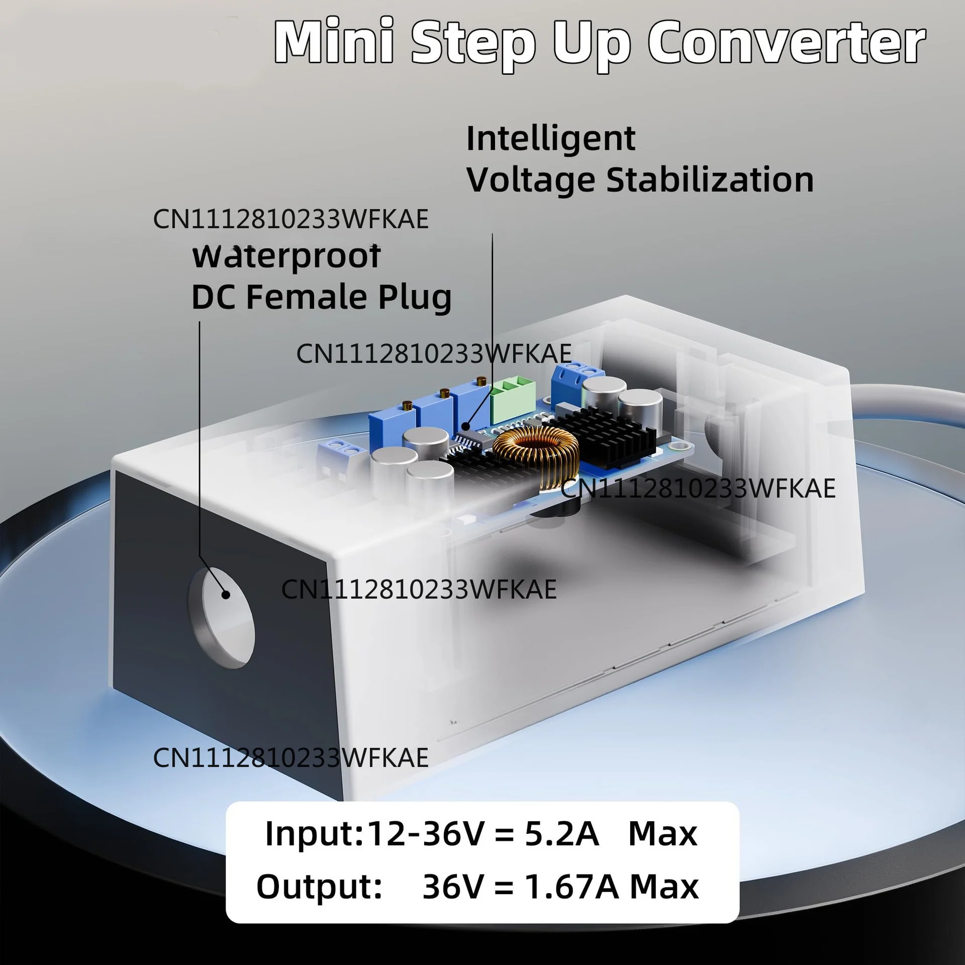 Applicable to mini power adapter 12V-24V to 36V boost power supply O-terminal to DC