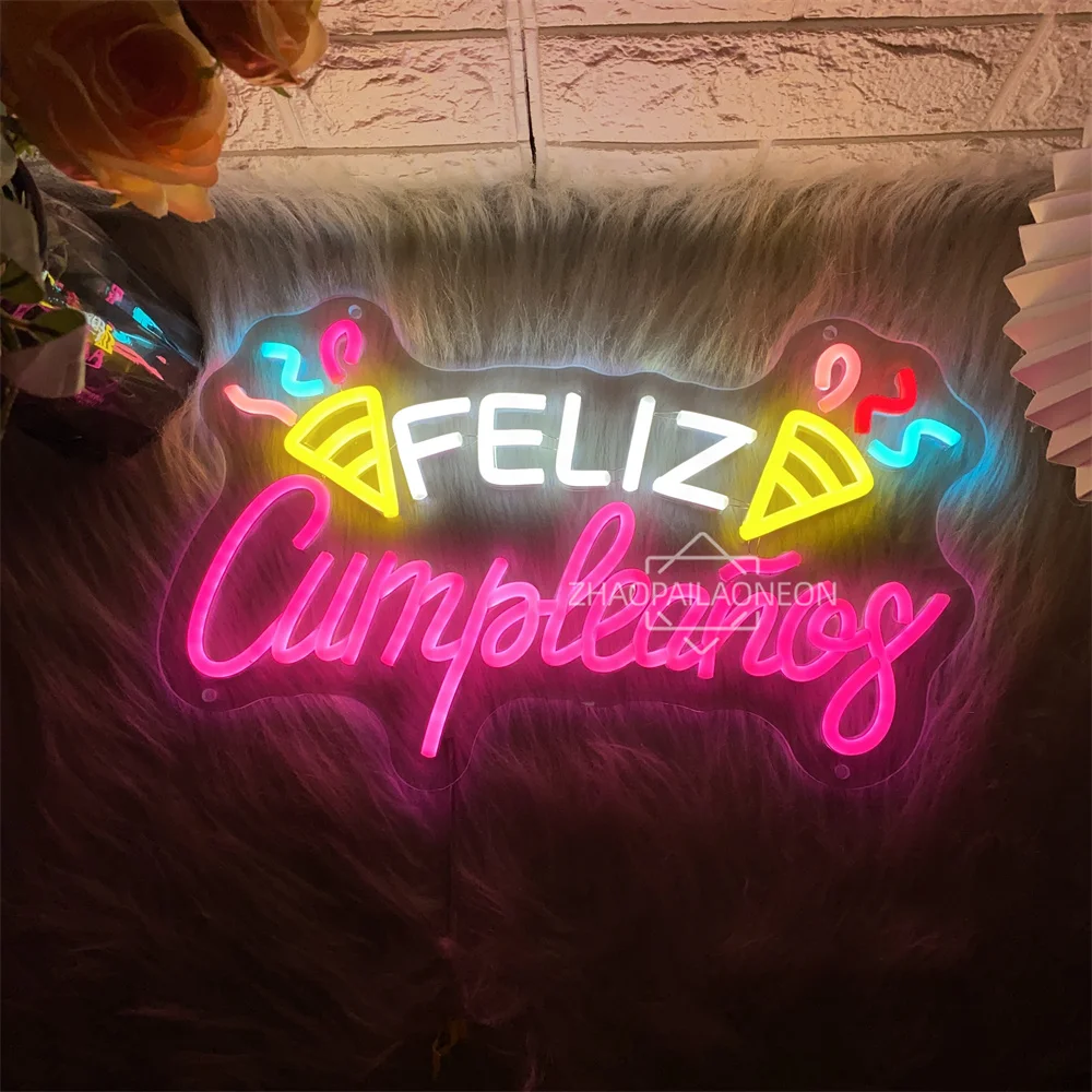 

Feliz cumpleaños Neon Led Signs Happy Birthday Neon Light USB Birthday Bedroom Decoration Party Home Room Wall Decor Neon Signs