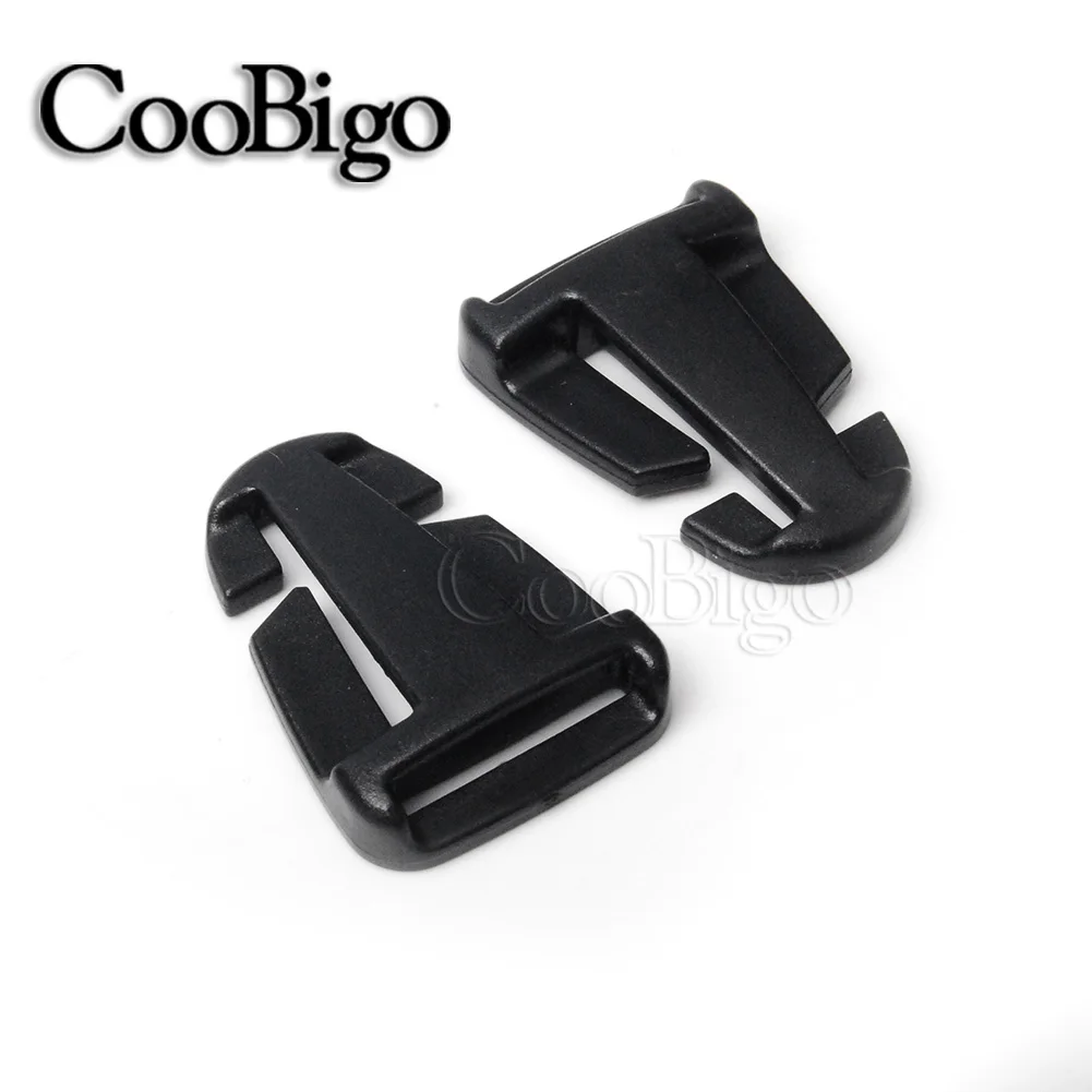 5pcs Plastic Sternum Buckles Adjustable Strap Buckle Outdoor Backpack Bag Luggage Webbing DIY Craft Accessories Black 20mm