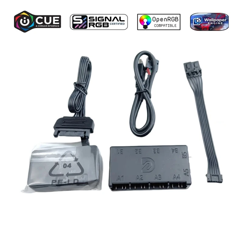 Caixa de PC LED HUB de efeito de iluminação assíncrona de meteoro, pinça RGB para controle de software Corsair ICUE, GEN. 5o DeepRGB