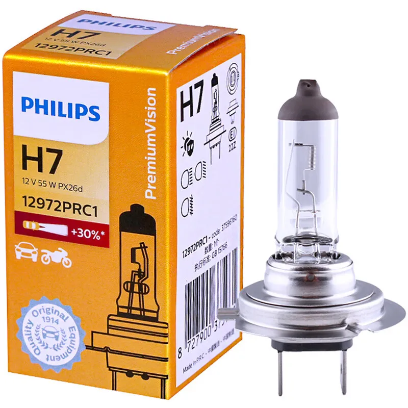 Philips Vision H7 12V 55W PX26d +30% Brighter Original Light Car Halogen Headlight Auto Genuine Bulb Fog Lamp 12972PRC1