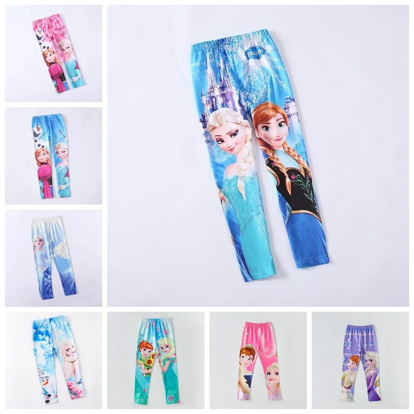 

Baby Girls Leggings Cartoon Frozen Anna Elsa Print Cotton Pants Spring Autumn Children's Skinny Pants Kids Bottoms Long Trousers