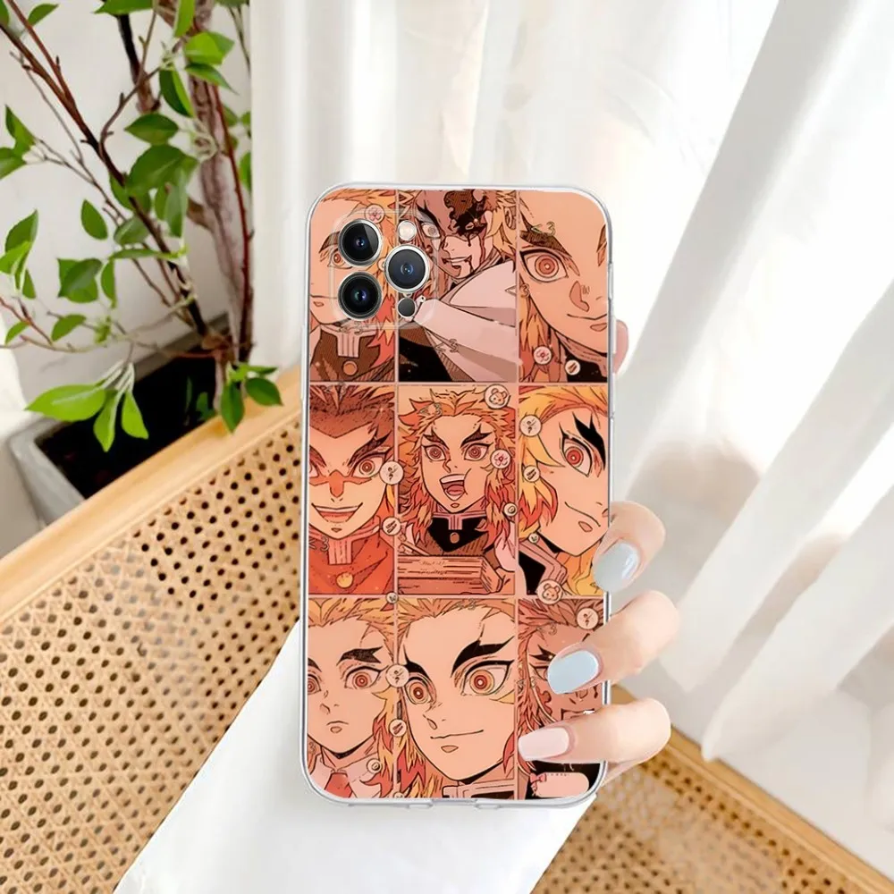 Rengoku Kyoujurou Demon Slayer Phone Case For iPhone 15 13 14 Pro Max XS XR 12 11 Pro 13 Mini 6 7 8 Plus Clear Back Cover Capa