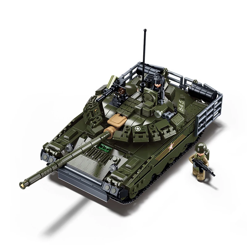 Sluban Military Collection Model Building Blocks Kit T-80BVMS/T-80US Main Battle Tank Army Bricks Toys Gifts For Kids Adult