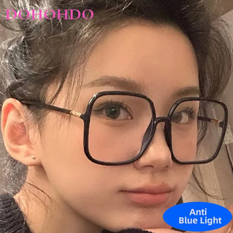 

Trendy Fashion Oversized Square Eyeglasses Men Women Fashion Brand Designer Optical Spectacle Anti Blue Light Eyeglasses Очки