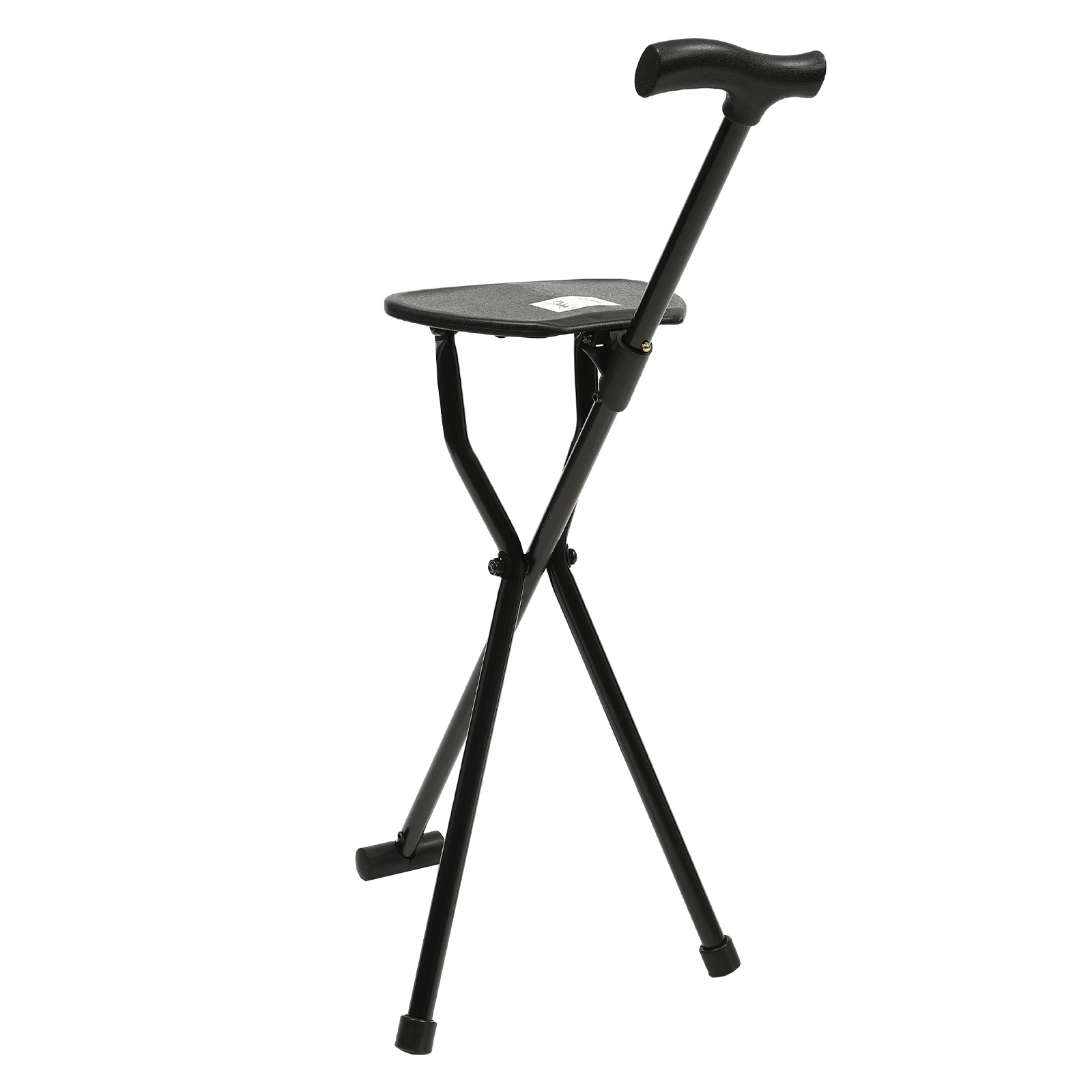 34” Tall Multi-functional Three-legged stool Chair, Folding Walking Cane with Seat, Cane Tripod Stool  Supports 220 Lbs, Lightweight Aluminum Frame