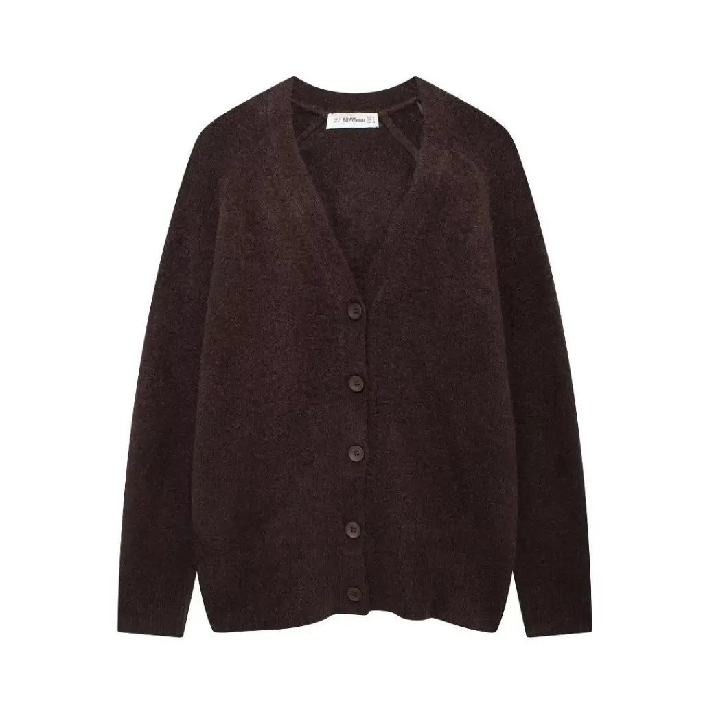 

Women's Autumn Fashion Two-Color Soft V-neck Long Sleeve Knitted Coat Style A35589