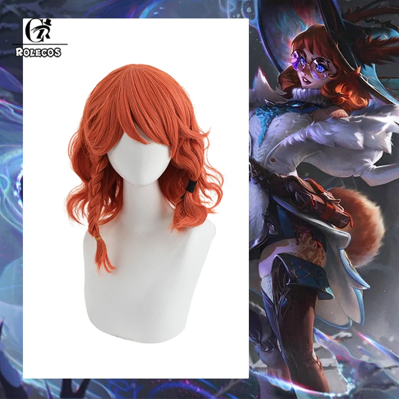 ROLECOS LOL Champion The Witch Between Worlds Aurora Cosplay Wig 35cm Women Battle Bunny Aurora Heat Resistant Synthetic Hair