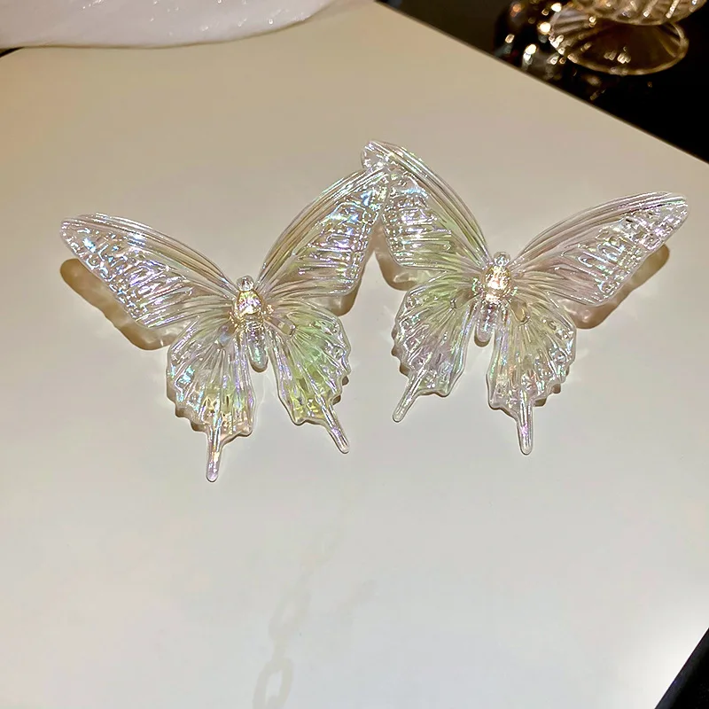 NISHIZAWA-Boucles d'oreilles papillon transparentes en acrylique pour femme, laser nette, tempérament