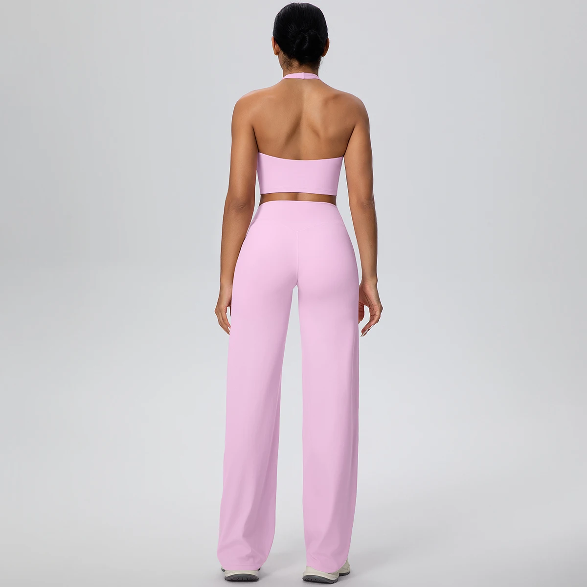 2Pieces Breathable Summer Workout Top Pants Yoga Set Yoga Underwear With Chest Pad Quick Drying Push Up Pencil Pants Yoga Set - Image 5