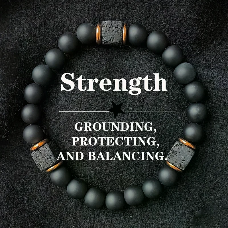 Obsidian Slimming Beads Bracelet For Men Nature Volcano Stone Handmade Stretch Bracelet Fashion Jewelry Gift