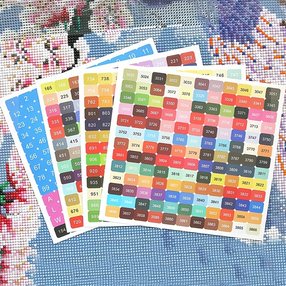 Colorful Diamond Painting Kit with DMC Chart and Square Stickers - Cross Stitch Label and Letter Stickers Included - Mosaic Art