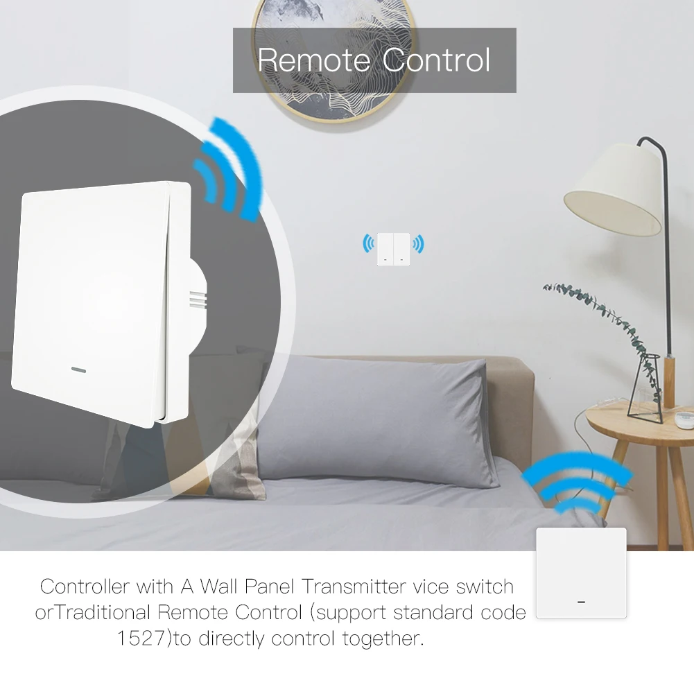 MOES WiFi Push Button Switch 2-Way RF433 Wall Transmitter Kit Smart life Tuya App Control Voice Works with Alexa Google Home