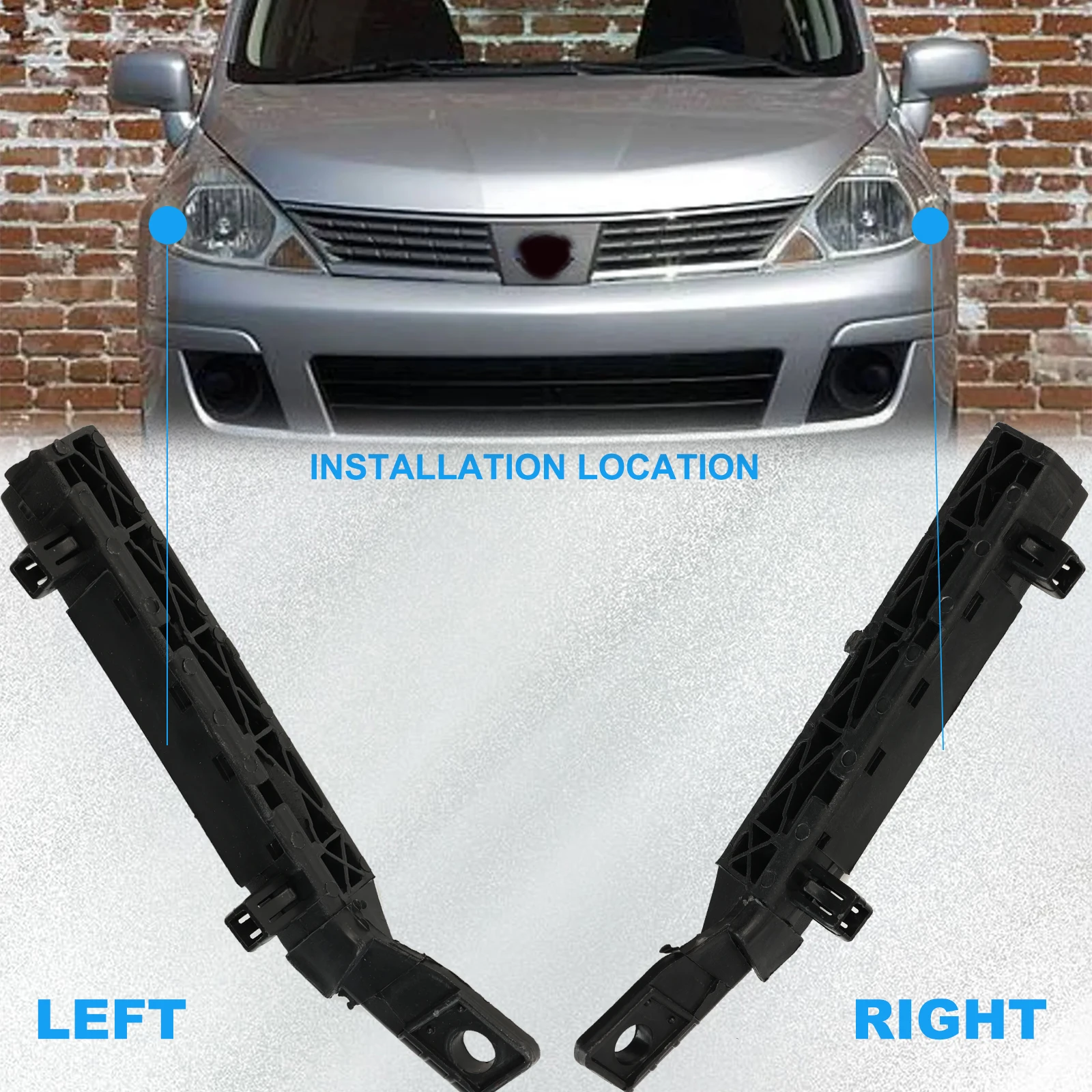 Front Bumper Retainer Bracket Left Right Pair Mount Support For Nissan Tiida Old Model 2005 2006 2007 2008 2009 2010 62224-ED50A