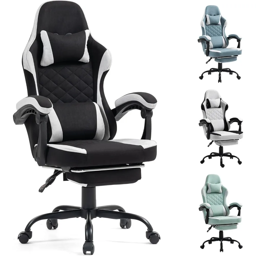 

Chair with Footrest for Adults - Ergonomic Gaming Chairs with Foot Rest - Big and Tall Computer Game Chair - Fabric Recli