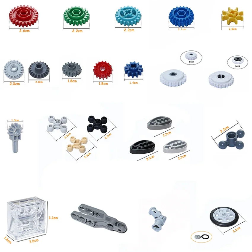 24014 69778 69779 18946 87407 35185 2471 2474 15460 Building Blocks MOC Technical Parts Gear Axle Worm Rack Conector Bulk Bricks