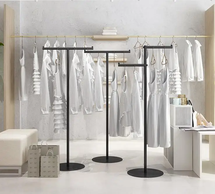 

Clothes hanger in clothing store Children's wear store Island shelf floor mounted women's wear display shelf