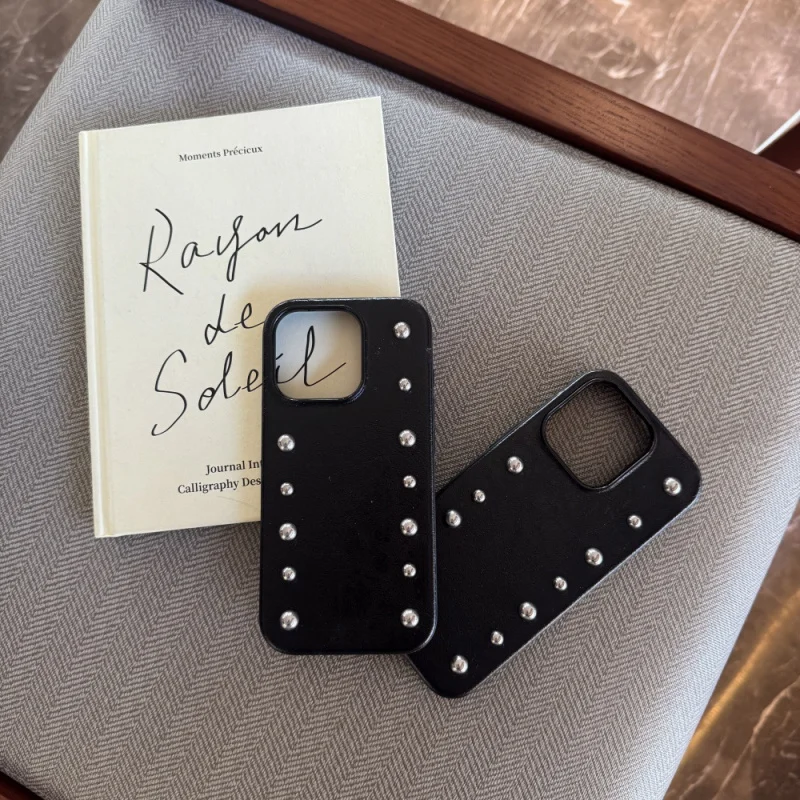 

Ball Bead Embellished Leather Phone Case for Apple17/16PROPersonalized Solid Color CaseiPhone15/14Simple