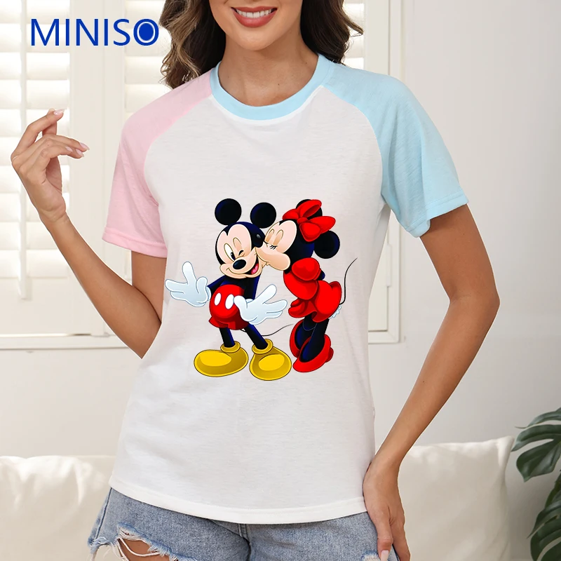 

Cartoon Women Tops & Tees Clothes Y2k T-shirt Short Sleeve Disney Mickey Minnie Clothing Brands Female Summer Dress 2025 New