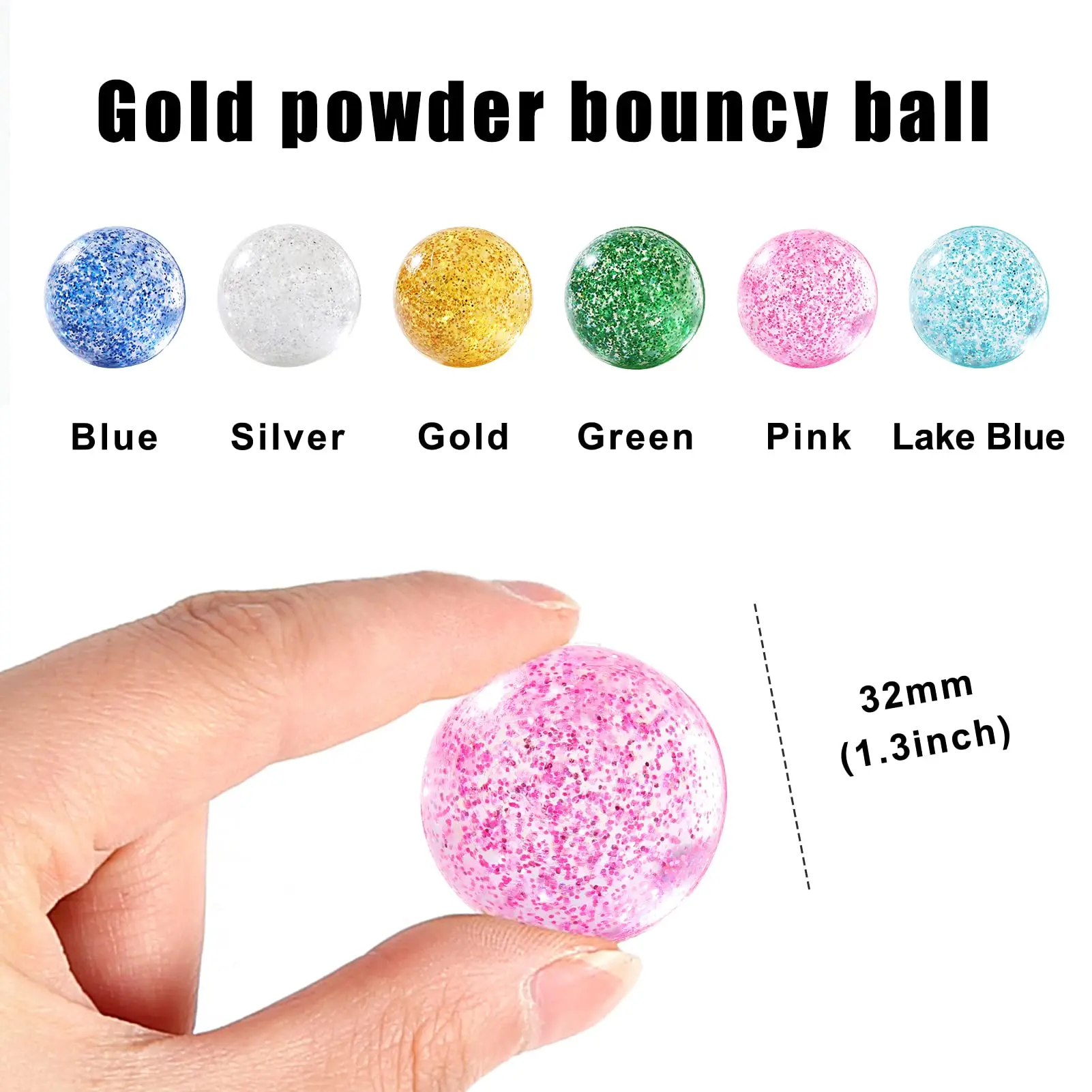 10-20pcs 32mm Glitter Bounce Balls Space Balls Toy for Kids Birthday Party Favor Carnival Guest Gifts School Goodie Bag Fillers