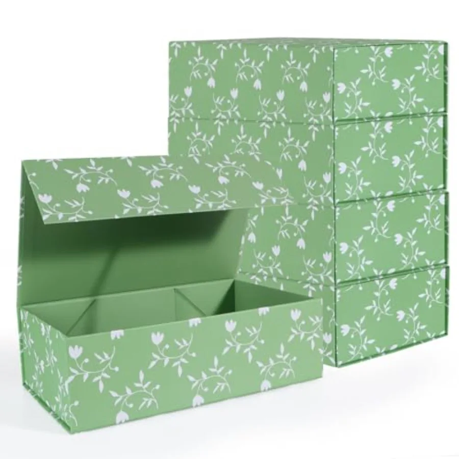 

Green Leaves Gift Box with Magnetic Lids 13.8x8.3x4.4 in Large Bridesmaid Proposal Boxes Rectangle Wedding Decorative Storage B