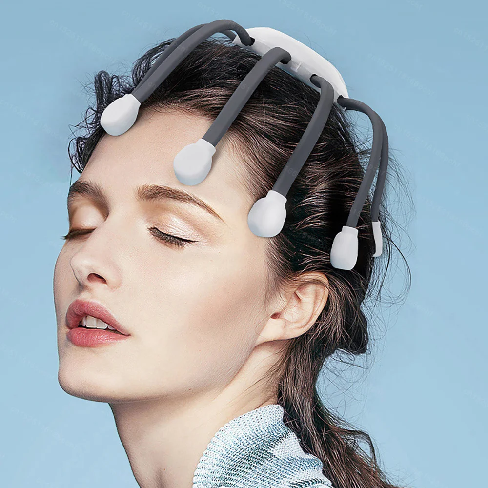 

Массажер для головы с 10 насадками, вибрационный массажер-осьминог, USB-зарядка, для расслабления, снятия стресса и мигрени