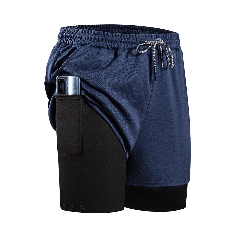 الرجال ضغط رياضة الجري السراويل الرياضية 2 في 1 سريعة الجافة تجريب التدريب رياضة اللياقة البدنية الركض سراويل قصيرة الصيف الرجال السراويل