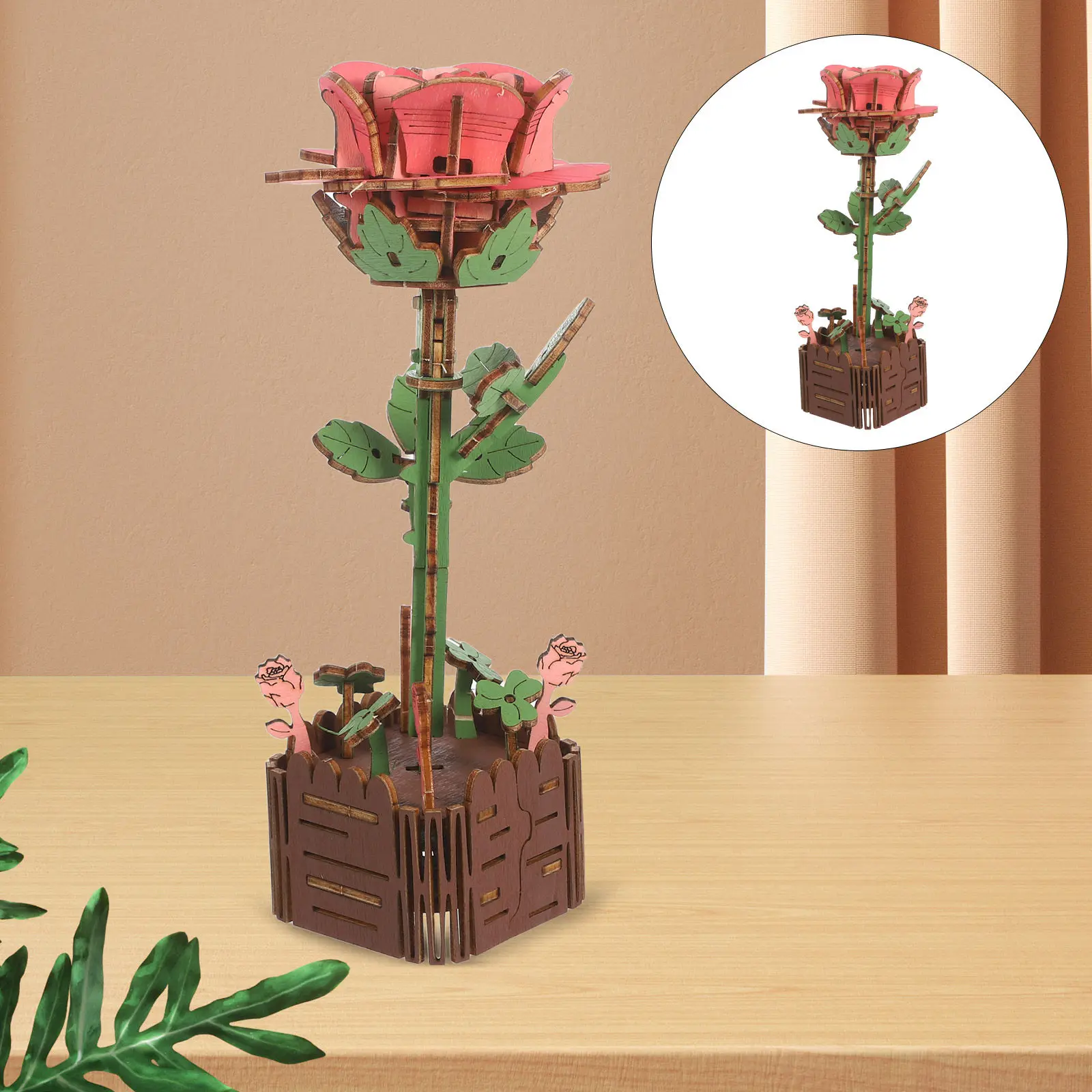 Puzzle 3D in Legno per Bouquet di Fiori, Kit Educativo STEM per Adulti, Regalo per la Festa della Mamma, Decorazione per la Casa