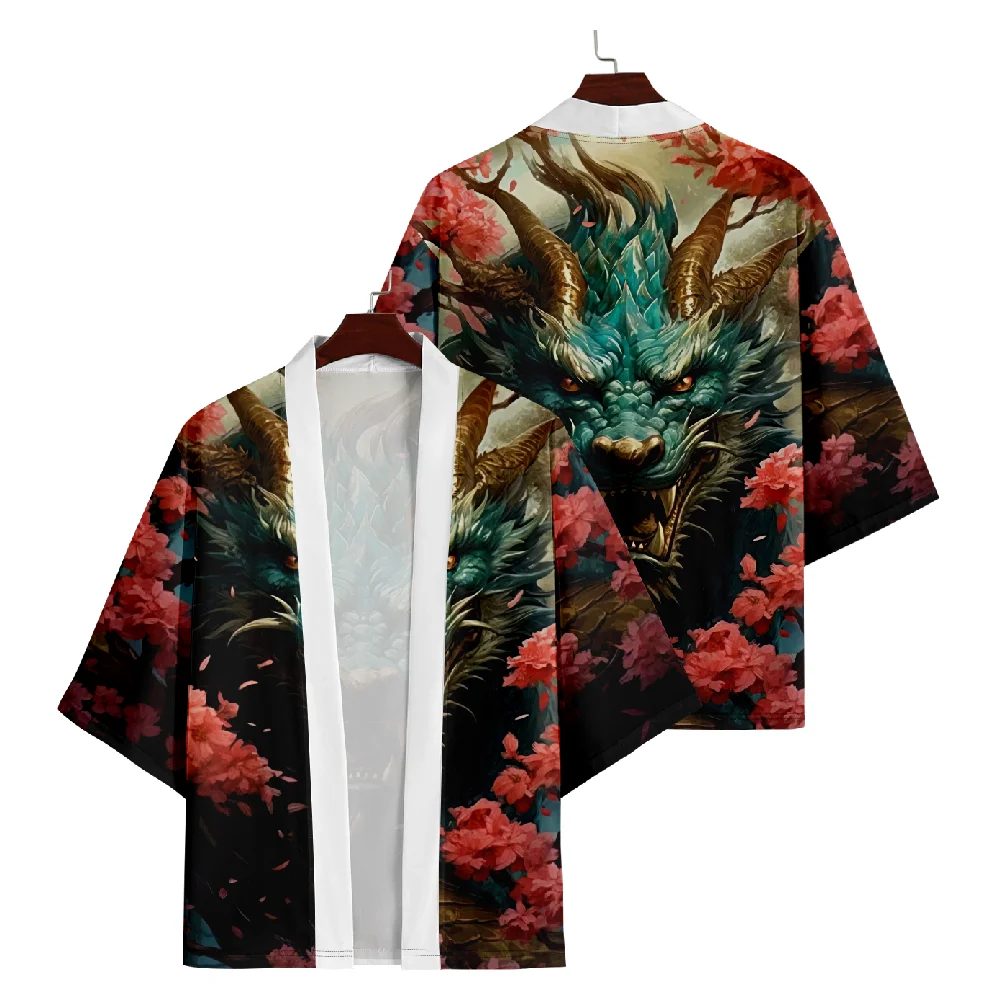 Japanese Kimono Streetwear Vintage Men Women Dragon Print Cardigan Haori Harajuku Traditional Beach Yukata Plus Size 5XL 6XL